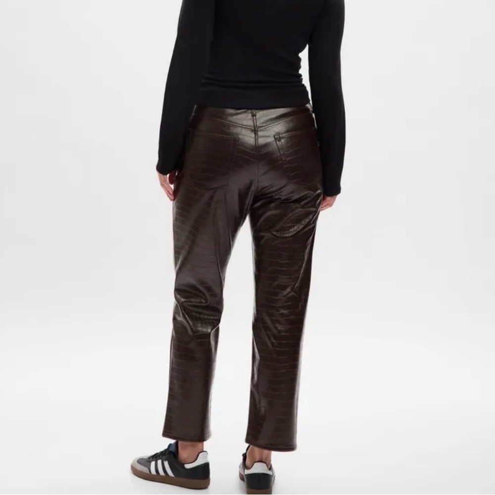 GAP Croc Embossed Edgy Chic Faux Leather Pants High Rise Cheeky Straight 31 - Picture 12 of 13